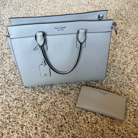 Kate Spade Gray Tote Bag and Wallet Set